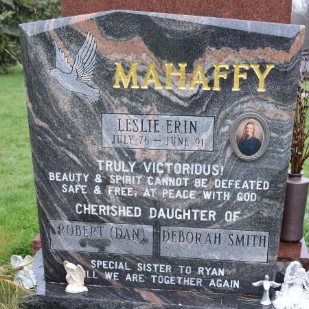 Leslie Mahaffy's memorial stone in Ontario.